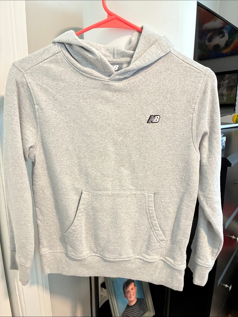 New Balance Light Heather Gray Kids Hoodie Sweatshirt